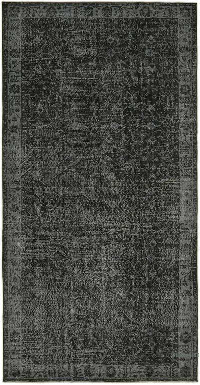 Black Over-dyed Vintage Hand-Knotted Turkish Rug - 5' 11" x 11' 5" (71 in. x 137 in.)