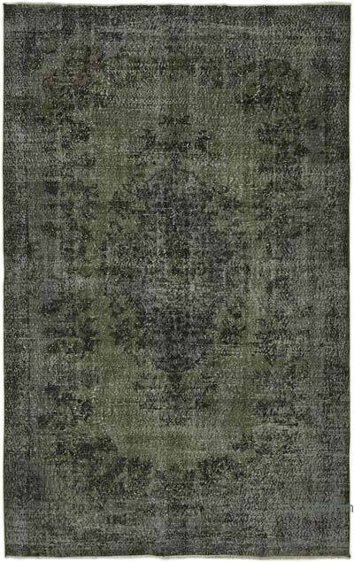 Black Over-dyed Vintage Hand-Knotted Turkish Rug - 6' 5" x 10' 2" (77 in. x 122 in.)