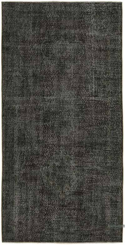 Black Over-dyed Vintage Hand-Knotted Turkish Rug - 4' 9" x 9' 2" (57 in. x 110 in.)