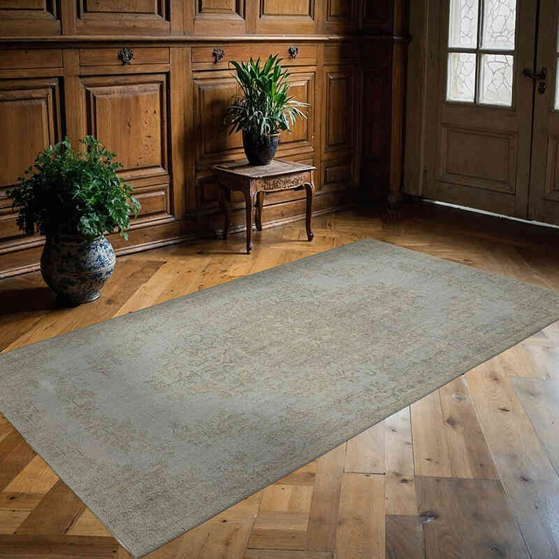 Azul claro Alfombra Turca Vintage Sobre-teñida - 144 cm x 260 cm - K0059308