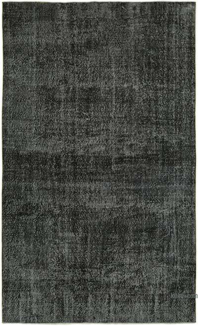 Black Over-dyed Vintage Hand-Knotted Turkish Rug - 6' 6" x 10' 8" (78 in. x 128 in.)