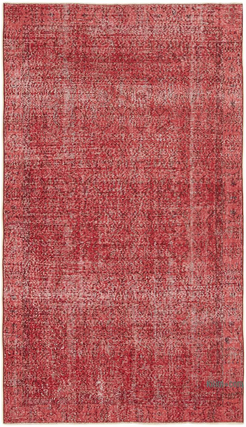 Rojo Alfombra Turca Vintage Sobre-teñida - 149 cm x 258 cm - K0059311