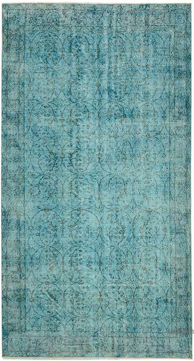 Blue Over-dyed Vintage Hand-Knotted Turkish Rug - 5'  x 9' 1" (60 in. x 109 in.)