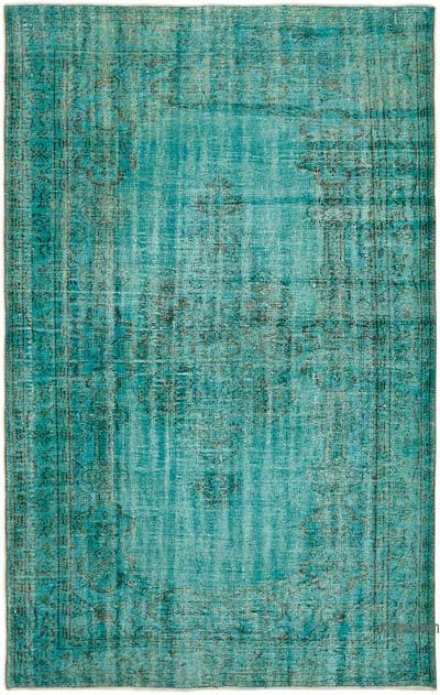 Aqua Over-dyed Vintage Hand-Knotted Turkish Rug - 5' 10" x 9' 2" (70 in. x 110 in.)