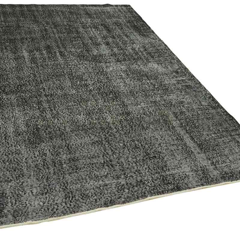 Black Over-dyed Vintage Hand-Knotted Turkish Rug - 5' 7" x 8' 9" (67" x 105") - K0059317