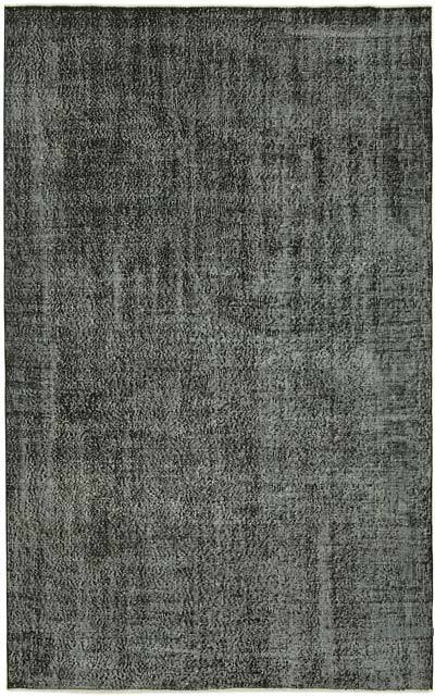 Black Over-dyed Vintage Hand-Knotted Turkish Rug - 5' 7" x 8' 9" (67 in. x 105 in.)