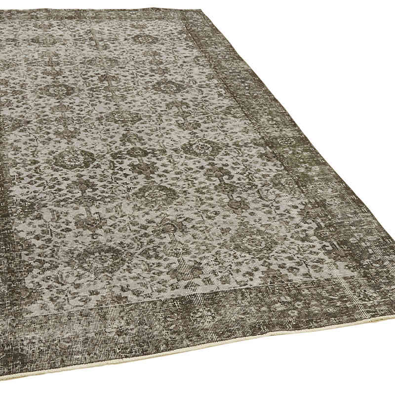 Gray Over-dyed Vintage Hand-Knotted Turkish Rug - 5' 1" x 9' 5" (61" x 113") - K0059328