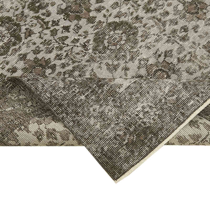 Gray Over-dyed Vintage Hand-Knotted Turkish Rug - 5' 1" x 9' 5" (61" x 113") - K0059328