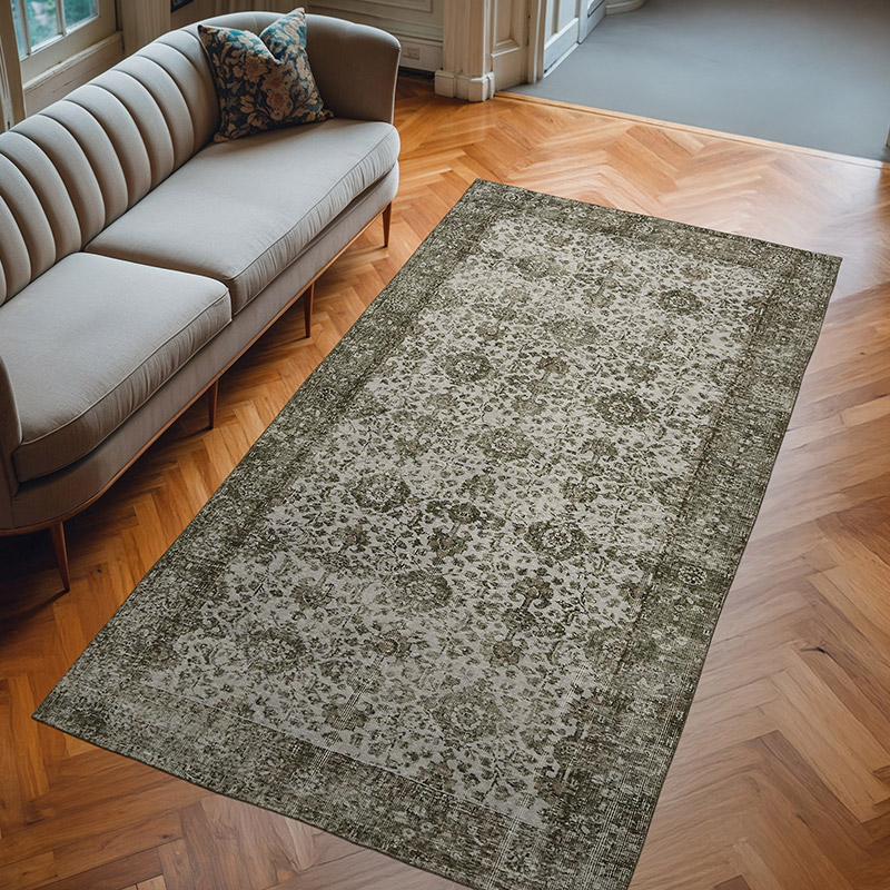 Gray Over-dyed Vintage Hand-Knotted Turkish Rug - 5' 1" x 9' 5" (61" x 113") - K0059328