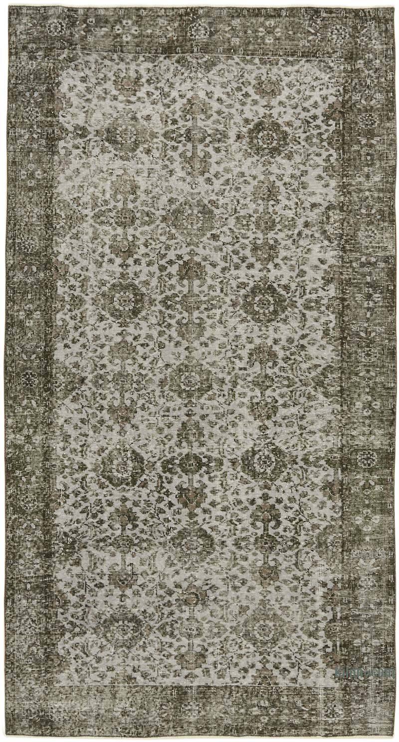 Gray Over-dyed Vintage Hand-Knotted Turkish Rug - 5' 1" x 9' 5" (61" x 113") - K0059328