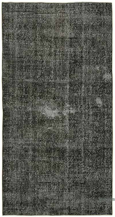 Black Over-dyed Vintage Hand-Knotted Turkish Rug - 4' 8" x 8' 11" (56 in. x 107 in.)