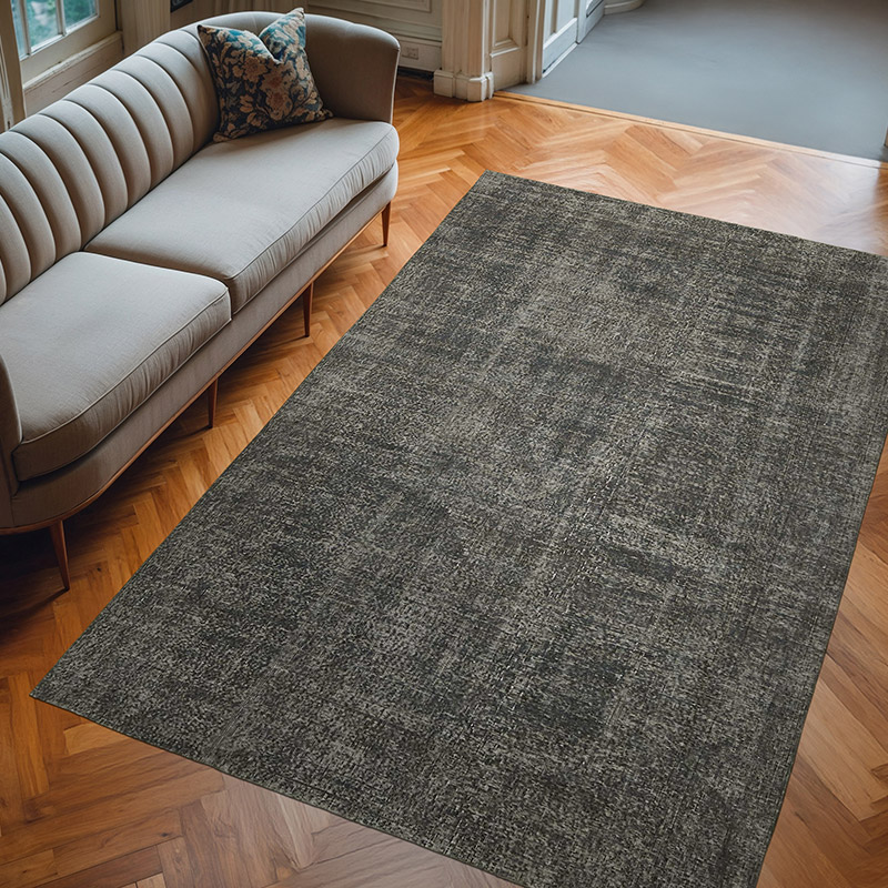 Negro Alfombra Turca Vintage Sobre-teñida - 186 cm x 284 cm - K0059334