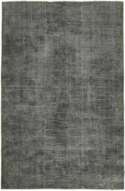 Black Over-dyed Vintage Hand-Knotted Turkish Rug - 6' 7" x 10' 4" (79 in. x 124 in.)