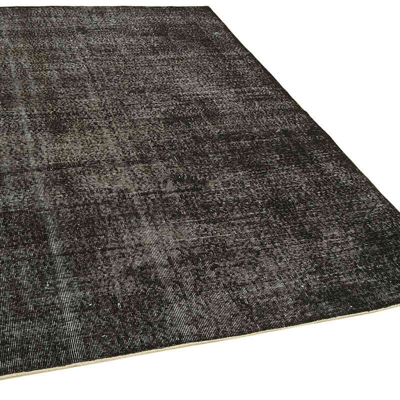 Black Over-dyed Vintage Hand-Knotted Turkish Rug - 5' 3" x 8' 9" (63" x 105") - K0059353