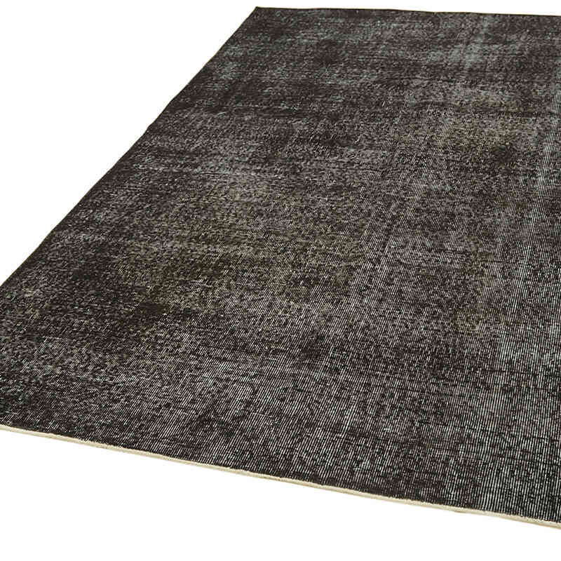 Black Over-dyed Vintage Hand-Knotted Turkish Rug - 5' 3" x 8' 9" (63" x 105") - K0059353