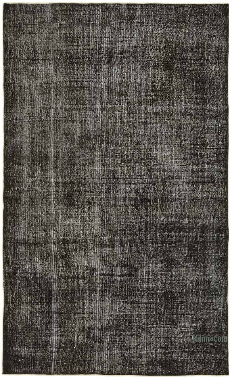 Black Over-dyed Vintage Hand-Knotted Turkish Rug - 5' 3" x 8' 9" (63" x 105") - K0059353