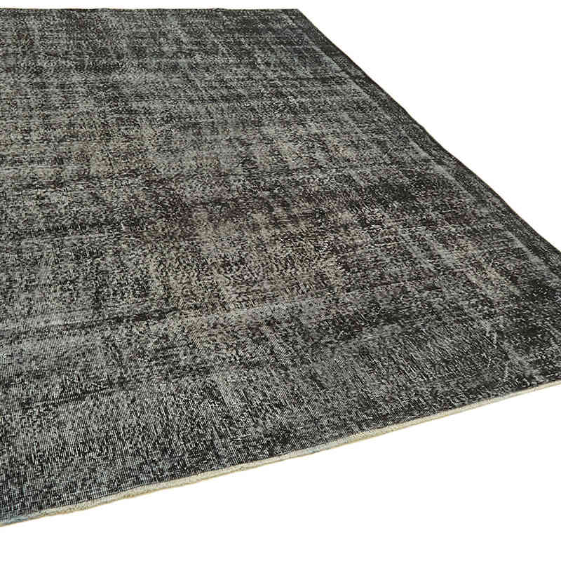 Black Over-dyed Vintage Hand-Knotted Turkish Rug - 6' 6" x 9' 7" (78" x 115") - K0059354