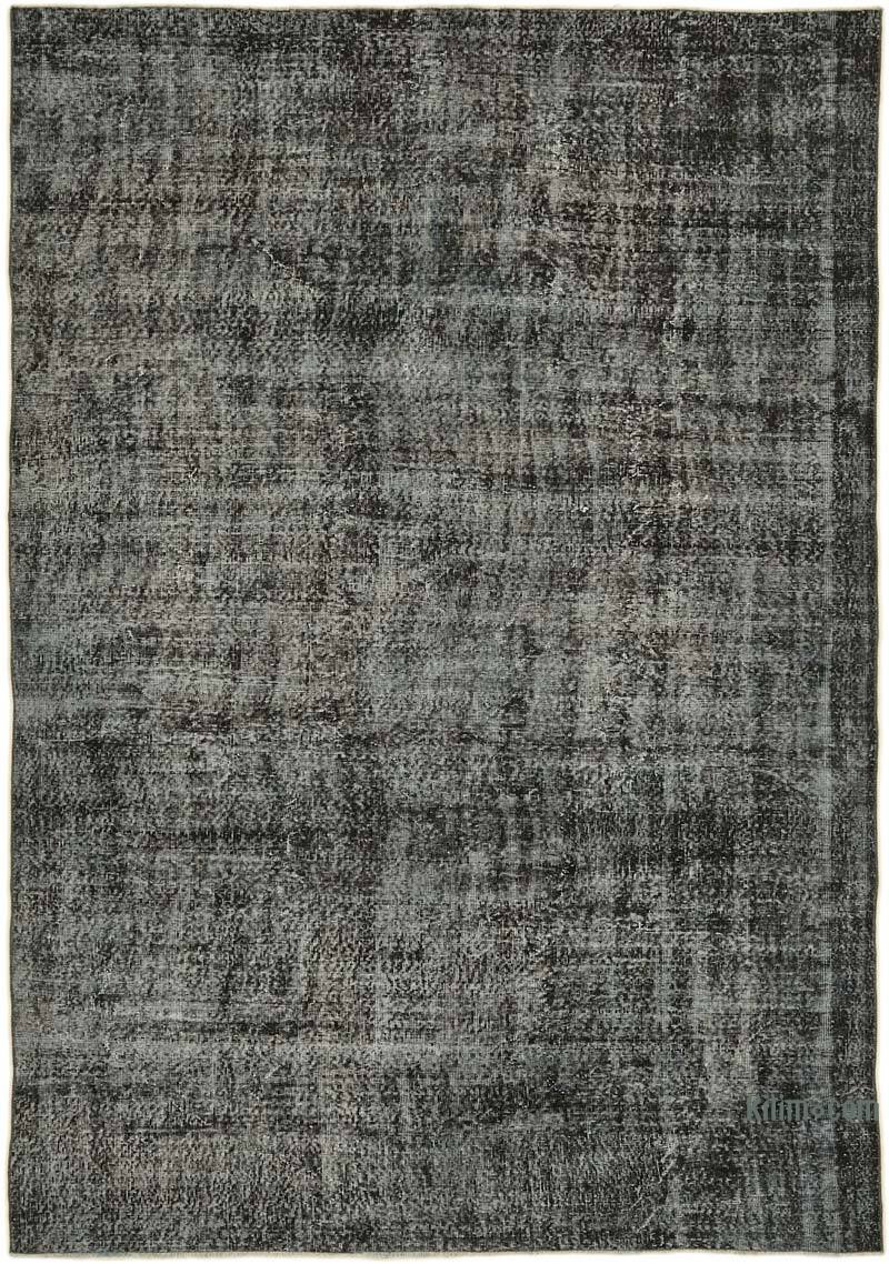 Black Over-dyed Vintage Hand-Knotted Turkish Rug - 6' 6" x 9' 7" (78" x 115") - K0059354