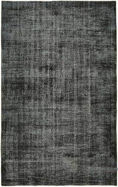 Black Over-dyed Vintage Hand-Knotted Turkish Rug - 6' 5" x 10' 1" (77 in. x 121 in.)