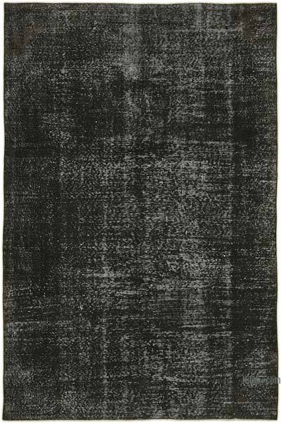 Black Over-dyed Vintage Hand-Knotted Turkish Rug - 6' 1" x 8' 3" (73 in. x 99 in.)