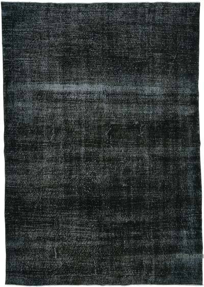 Black Over-dyed Vintage Hand-Knotted Turkish Rug - 6' 7" x 9' 5" (79 in. x 113 in.)