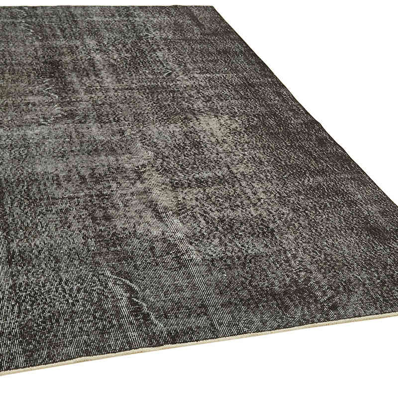 Black Over-dyed Vintage Hand-Knotted Turkish Rug - 5' 2" x 8' 8" (62" x 104") - K0059362