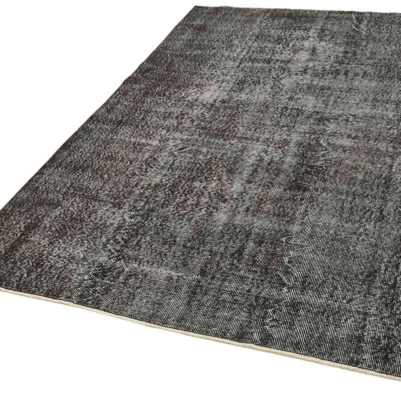 Black Over-dyed Vintage Hand-Knotted Turkish Rug - 5' 2" x 8' 8" (62" x 104") - K0059362