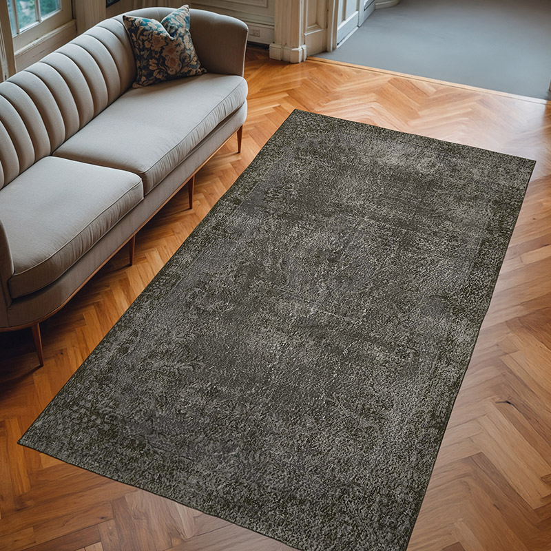 Gris Alfombra Turca Vintage Sobre-teñida - 178 cm x 310 cm - K0059367