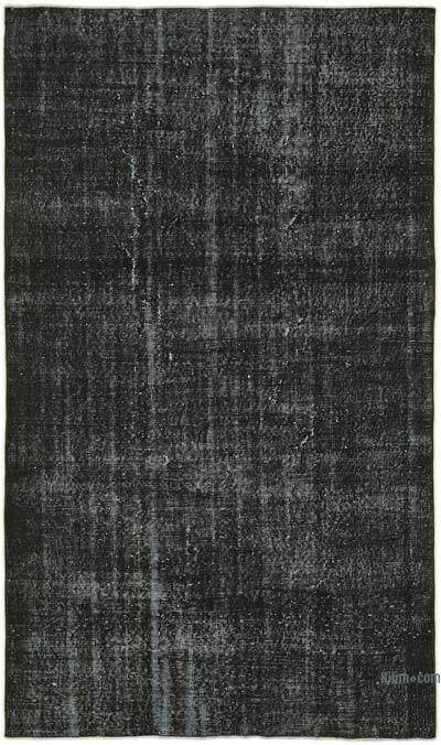 Black Over-dyed Vintage Hand-Knotted Turkish Rug - 5' 2" x 8' 8" (62 in. x 104 in.)