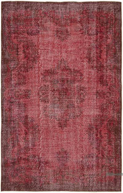 Red Over-dyed Vintage Hand-Knotted Turkish Rug - 6'  x 9' 5" (72 in. x 113 in.)