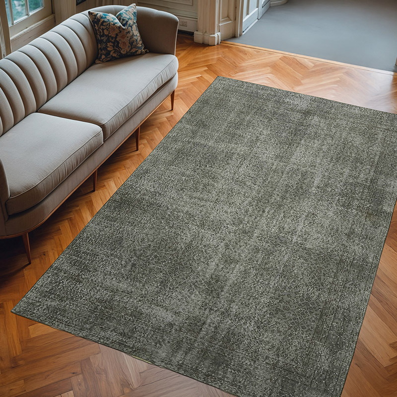 Gris Alfombra Turca Vintage Sobre-teñida - 192 cm x 294 cm - K0059374