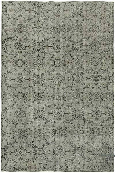 Grey Over-dyed Vintage Hand-Knotted Turkish Rug - 6' 4" x 9' 2" (76 in. x 110 in.)