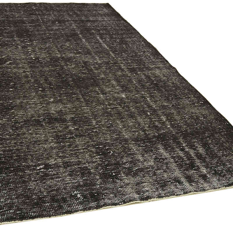 Negro Alfombra Turca Vintage Sobre-teñida - 163 cm x 283 cm - K0059378