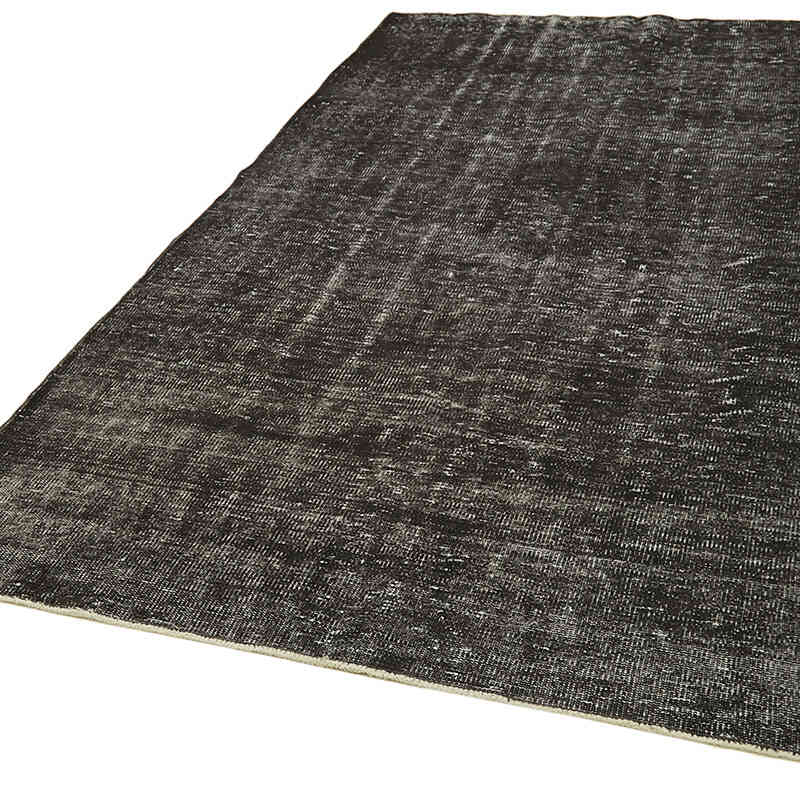 Negro Alfombra Turca Vintage Sobre-teñida - 163 cm x 283 cm - K0059378