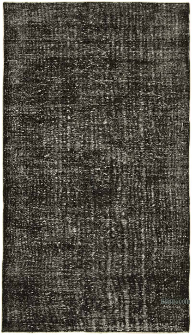 Negro Alfombra Turca Vintage Sobre-teñida - 163 cm x 283 cm - K0059378