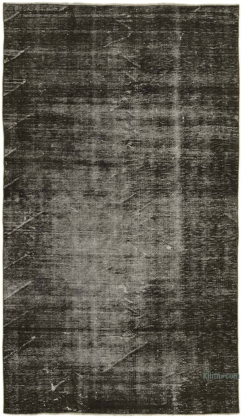 Black Over-dyed Vintage Hand-Knotted Turkish Rug - 4' 10" x 8' 5" (58 in. x 101 in.) - K0059381