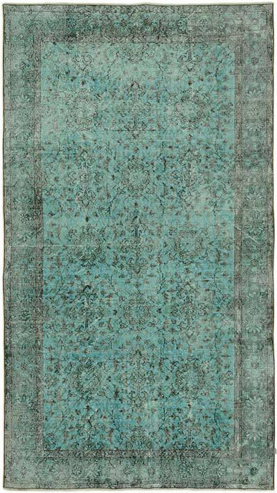 Mavi-Yeşil Boyalı El Dokuma Anadolu Halısı - 154 cm x 272 cm