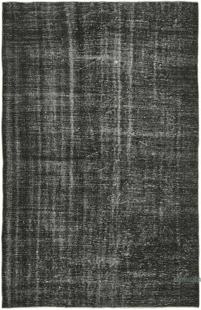 Black Over-dyed Vintage Hand-Knotted Turkish Rug - 6' 1" x 9' 4" (73 in. x 112 in.)