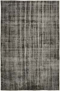 Black Over-dyed Vintage Hand-Knotted Turkish Rug - 6' 7" x 9' 9" (79" x 117")