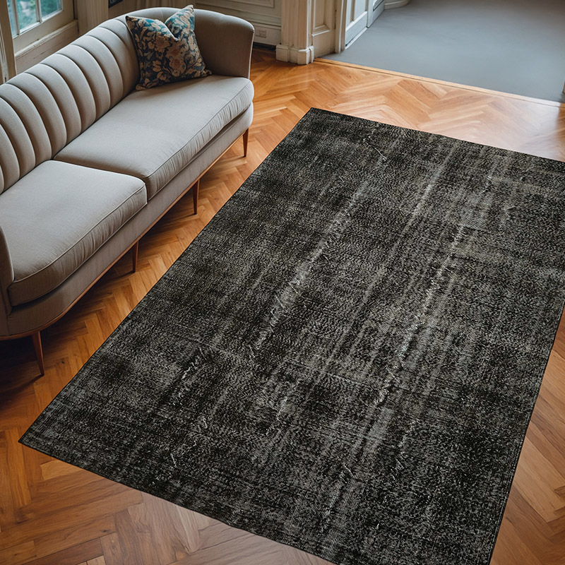 Siyah Boyalı El Dokuma Anadolu Halısı - 210 cm x 313 cm - K0059386