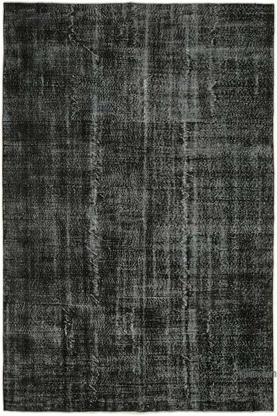 Black Over-dyed Vintage Hand-Knotted Turkish Rug - 6' 11" x 10' 3" (83 in. x 123 in.)
