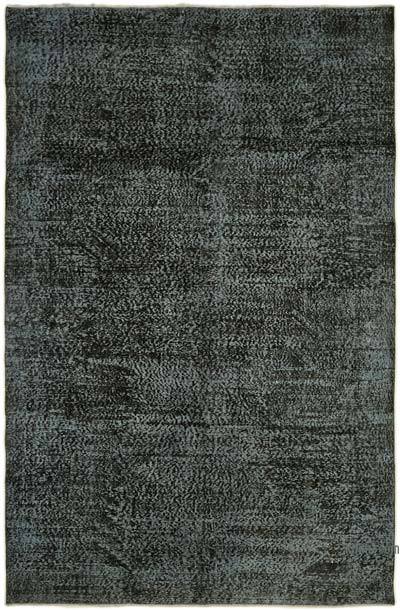 Black Over-dyed Vintage Hand-Knotted Turkish Rug - 6' 10" x 10' 5" (82 in. x 125 in.)