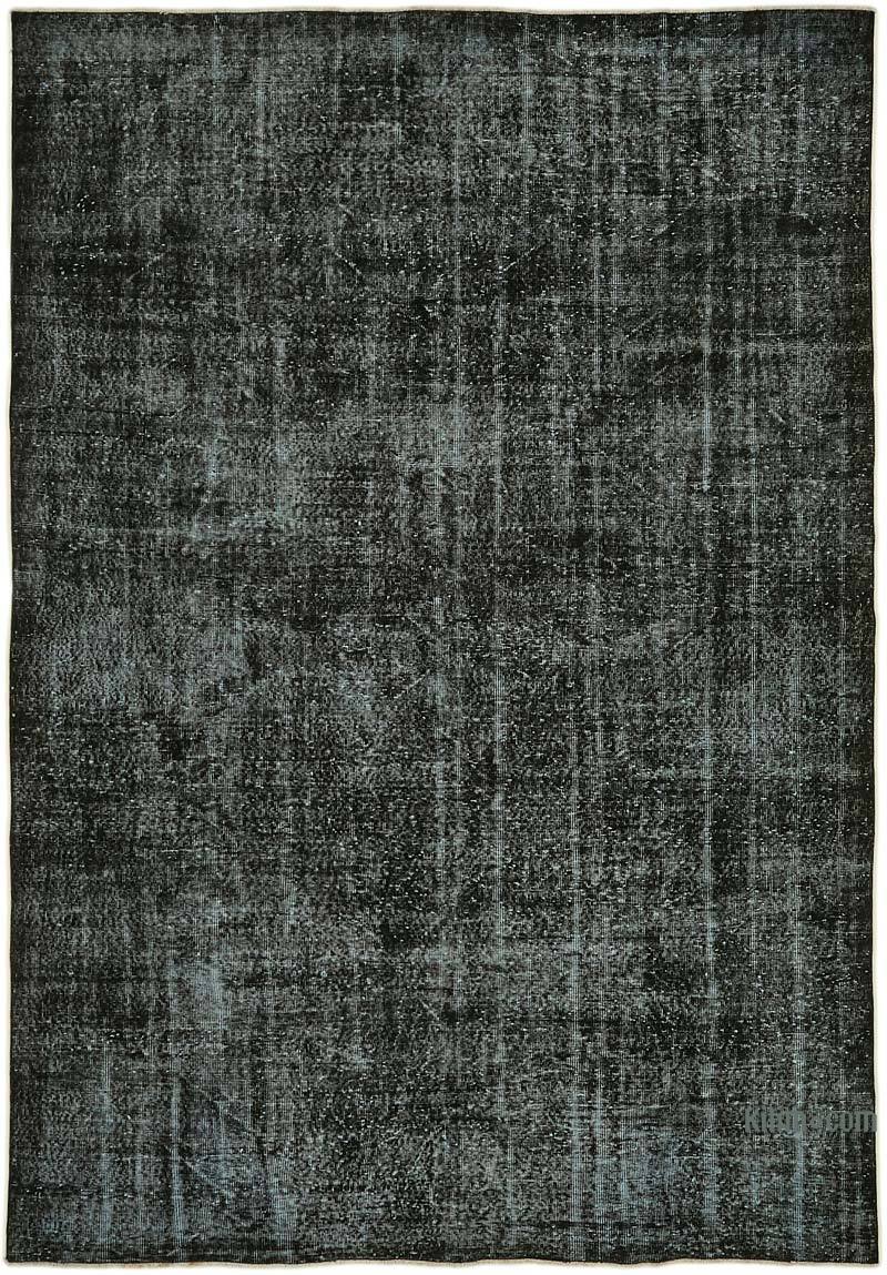 Black Over-dyed Vintage Hand-Knotted Turkish Rug - 7' 1" x 10'  (85 in. x 120 in.) - K0059388