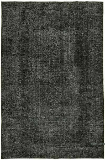 Black Over-dyed Vintage Hand-Knotted Turkish Rug - 6' 11" x 10' 4" (83 in. x 124 in.)