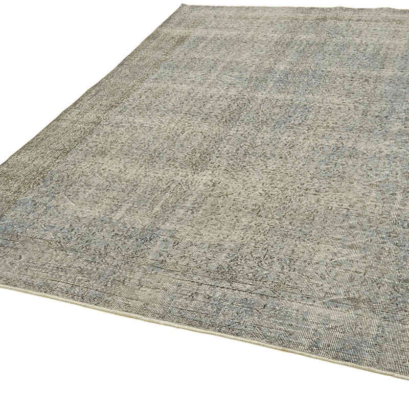 Blue Over-dyed Vintage Hand-Knotted Turkish Rug - 7' 1" x 10' 4" (85" x 124") - K0059395