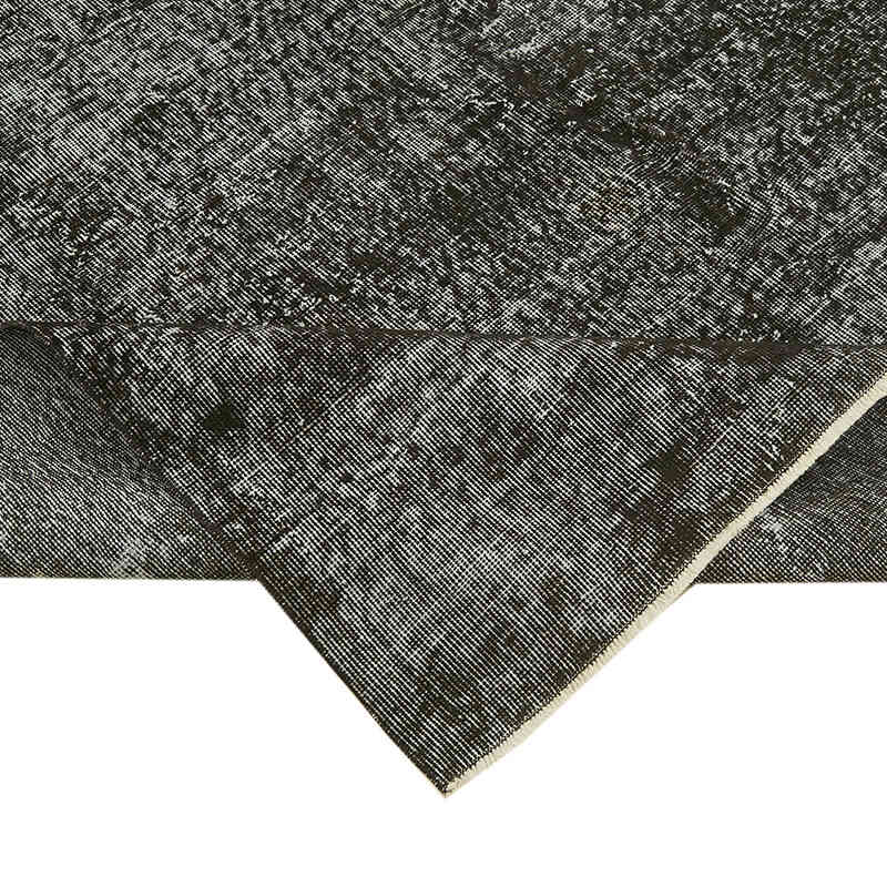 Black Over-dyed Vintage Hand-Knotted Turkish Rug - 6' 11" x 10' 2" (83" x 122") - K0059397