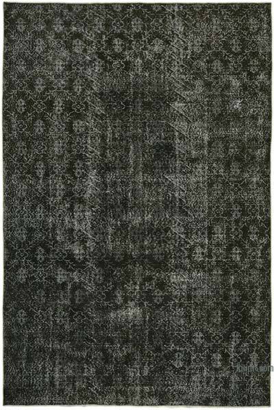 Black Over-dyed Vintage Hand-Knotted Turkish Rug - 7' 2" x 10' 9" (86 in. x 129 in.)
