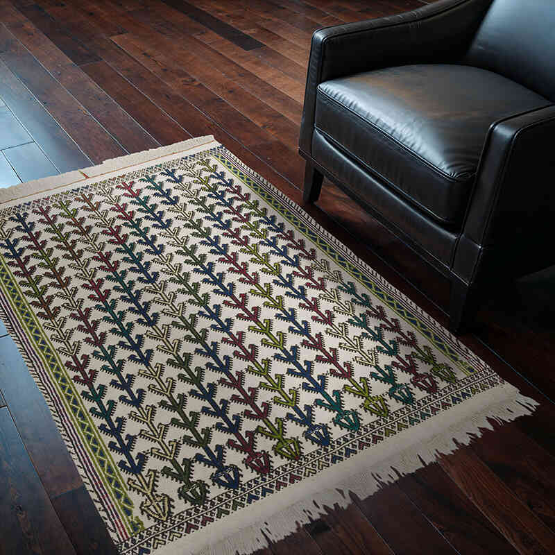 Vintage Konya Cicim Kilim - 105 cm x 146 cm - K0059438