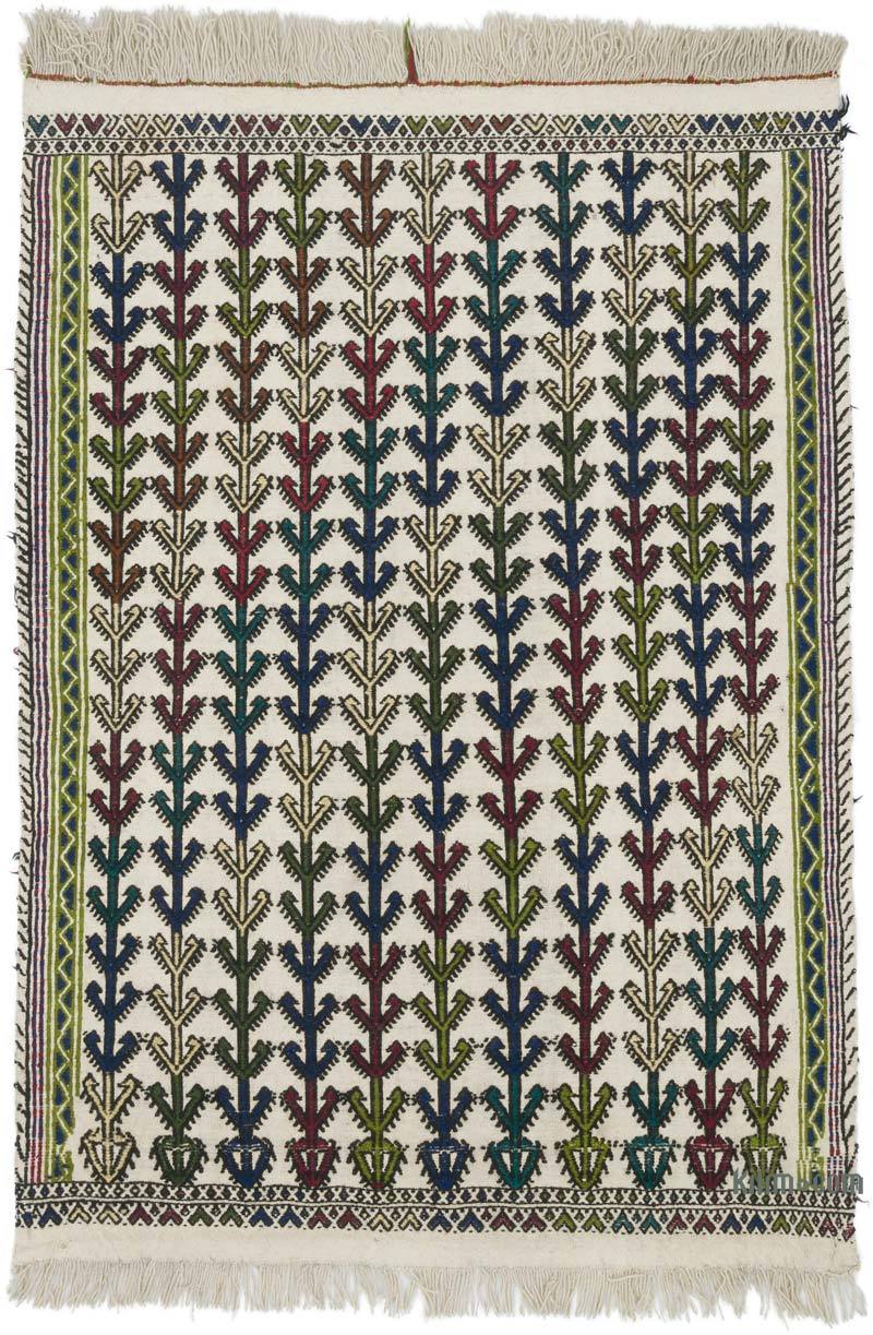 Vintage Konya Cicim Kilim - 105 cm x 146 cm - K0059438
