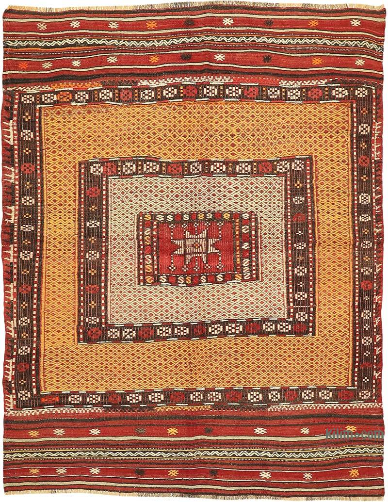 Vintage Fethiye Jijiim Rug - 4' 7" x 5' 11" (55" x 71") - K0059441